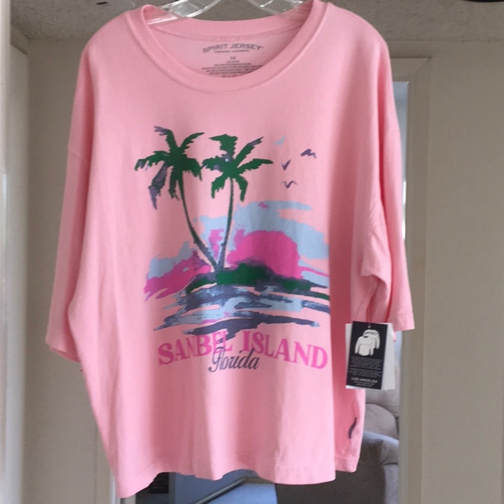 SPIRIT JERSEY/“SANBEL ISLAND FLORIDA”TEE IN “PINK SORBET”NWT